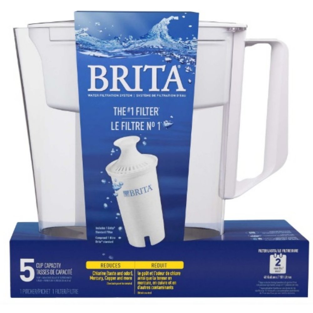 Brita Water Filtration System Water Pitcher w/ Filter 5 Cup Capacity + 1 filter